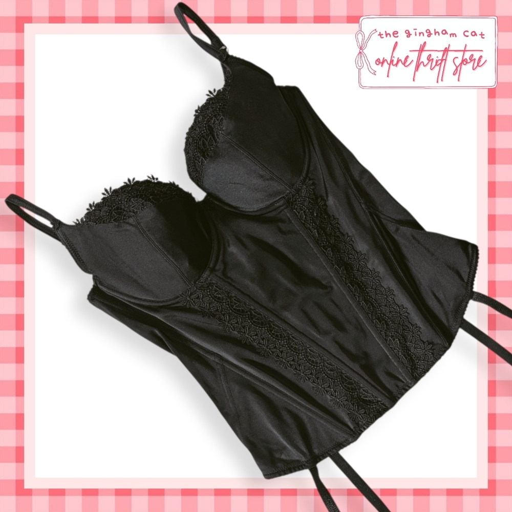 nwt || la senza black lace corset (36c)